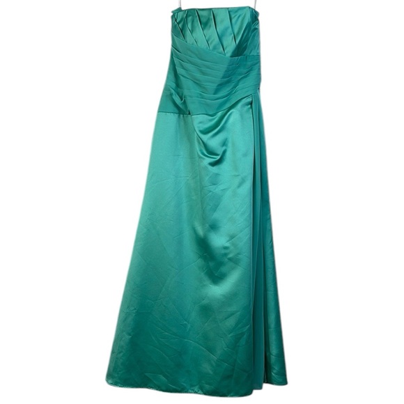 Davids Bridal Prom Formal Dress Women's Size 2 Spa Green Strapless Gown Long - Picture 4 of 16